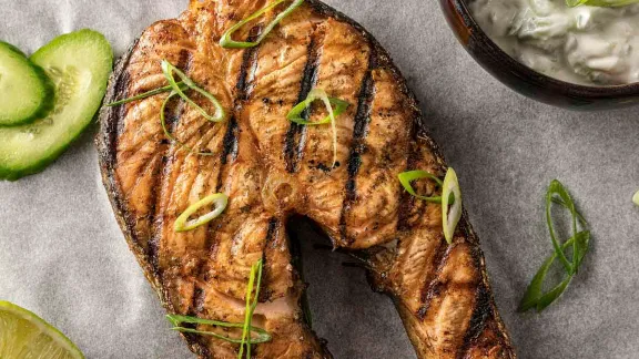 Spicy Grilled Salmon with Tzatziki