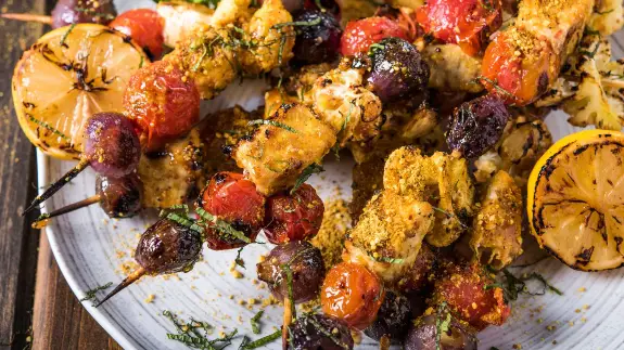Grilled Swordfish- and Cauliflower Skewers with Gunpowder Spice