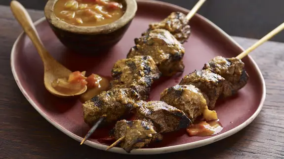 Tanzanian BBQ Skewers with Tomato Onion Sauce