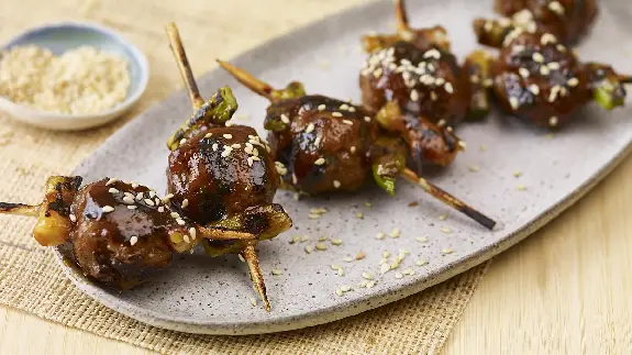 Turkey Meatball and Scallion Yakitori