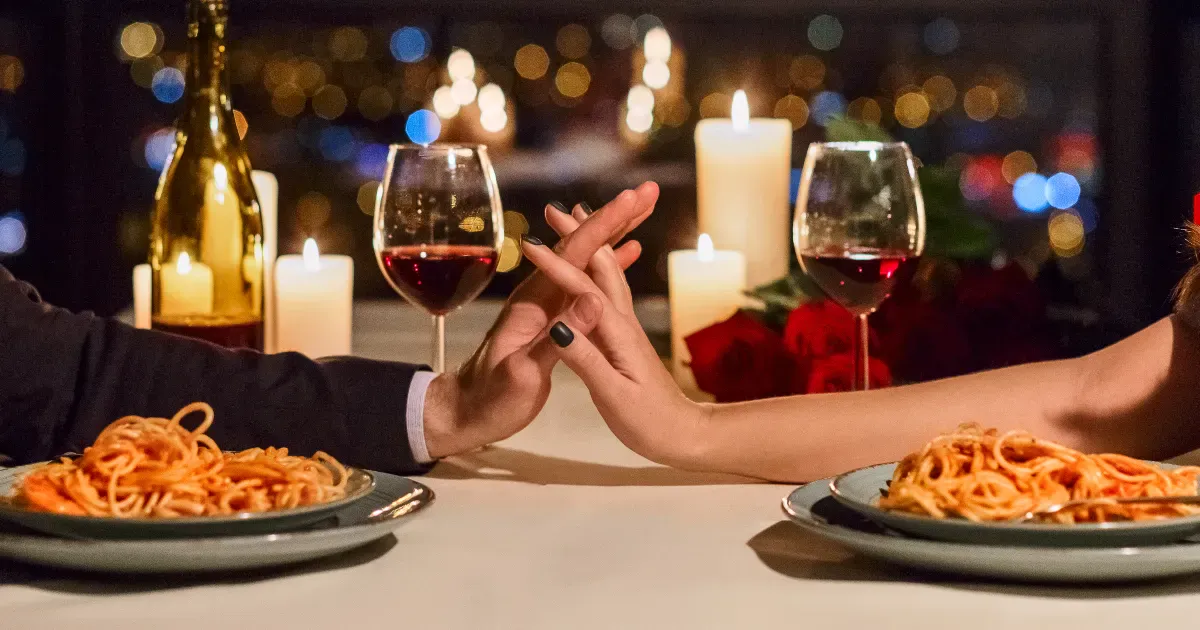 Candlelight dinner table