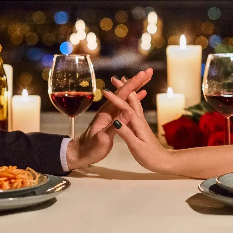 Candlelight dinner table