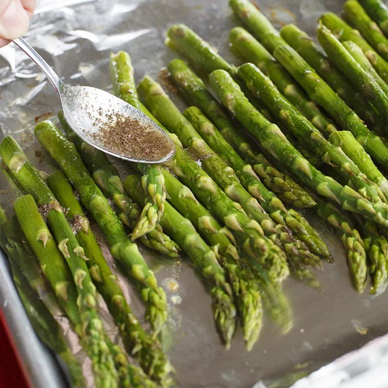 oven roasted asparagus with allspice butter