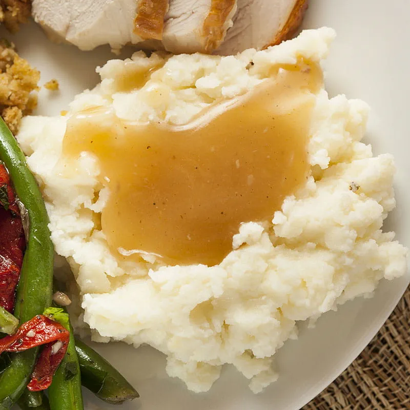 mashed potatoes with organic turkey gravy