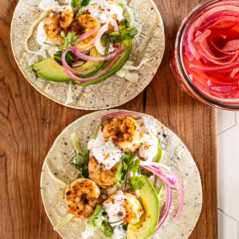 brown sugar bourbon shrimp tacos