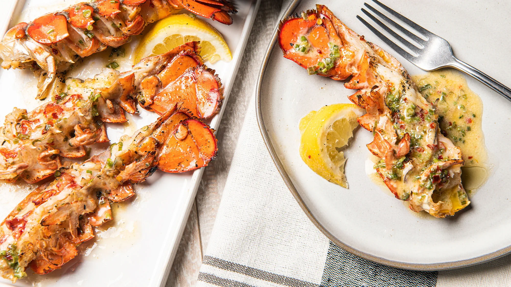 Grilled Lobster Tails with Diavolo Herb Butter