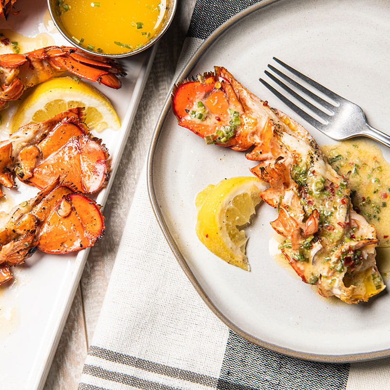 Grilled Lobster Tails with Diavolo Herb Butter