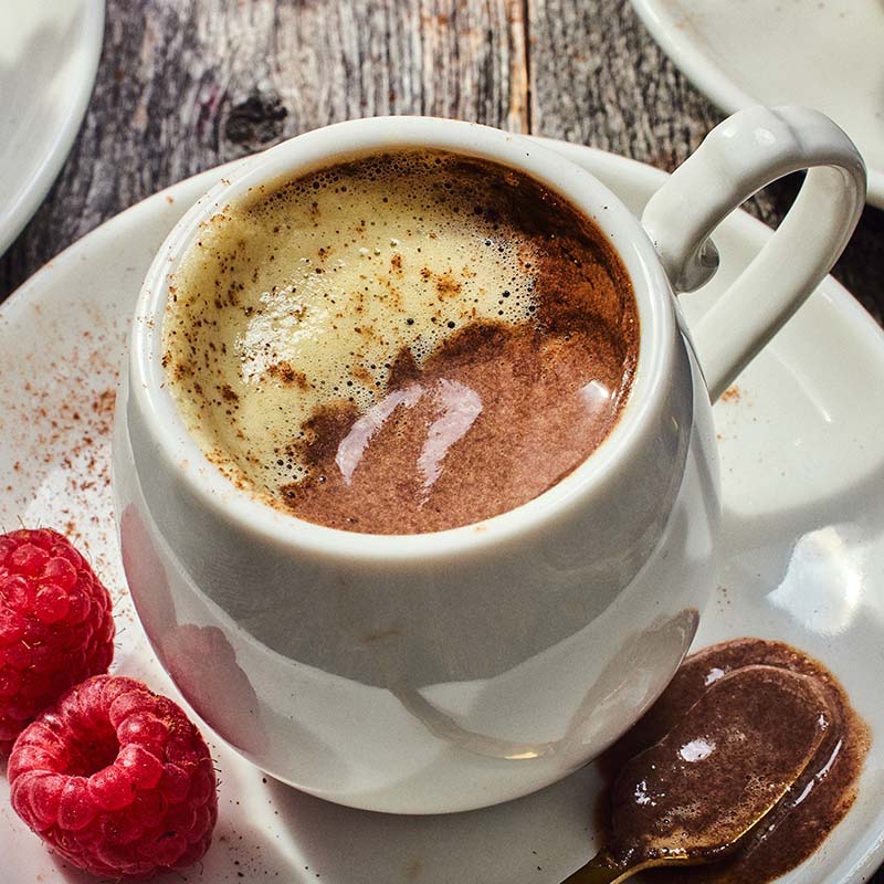 dark chocolate pots de creme with whiskey sabayon