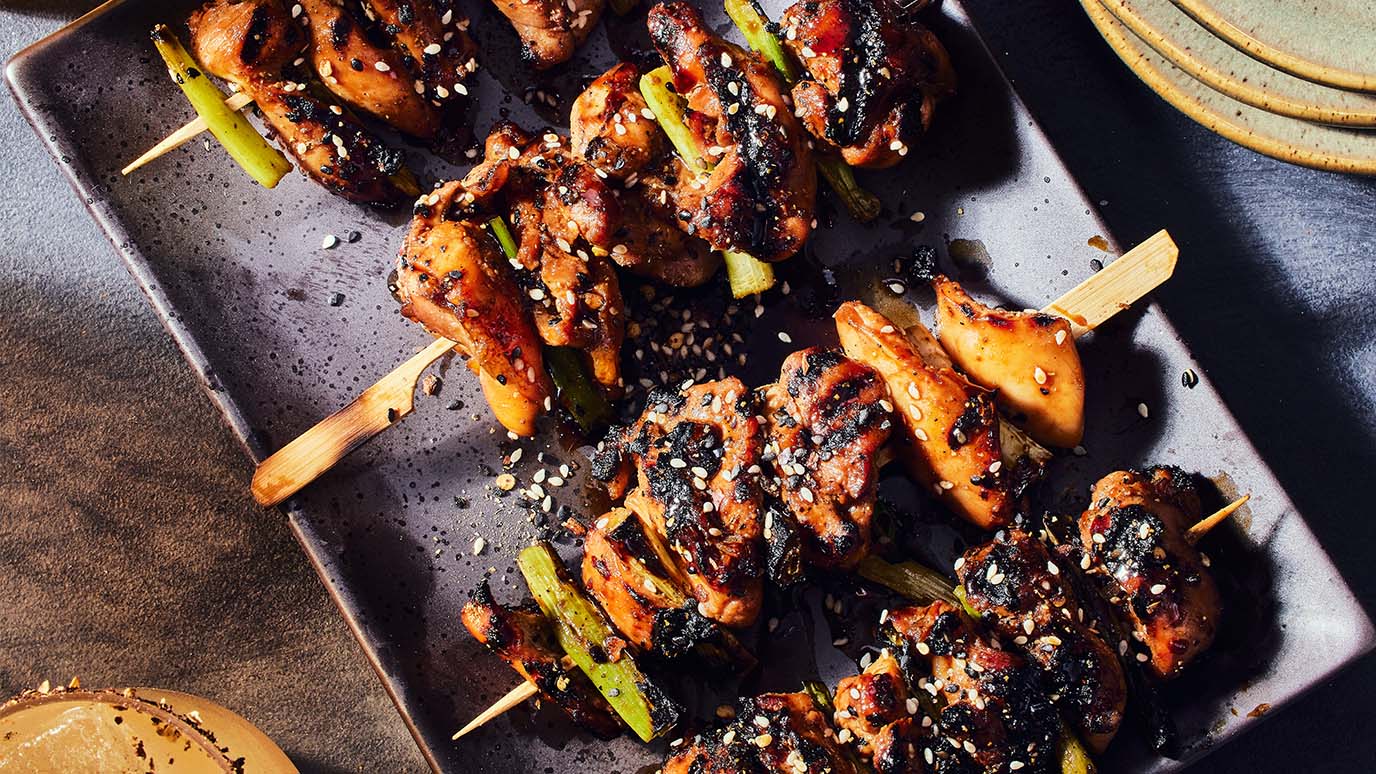 sansho pepper yakitori with spicy furikake