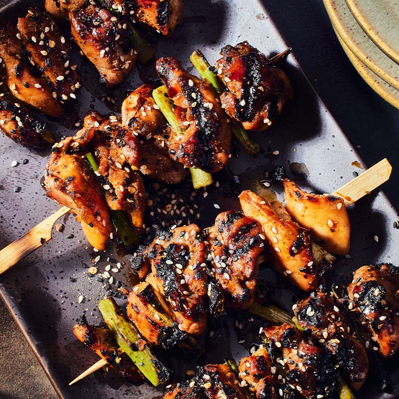 sansho pepper yakitori with spicy furikake