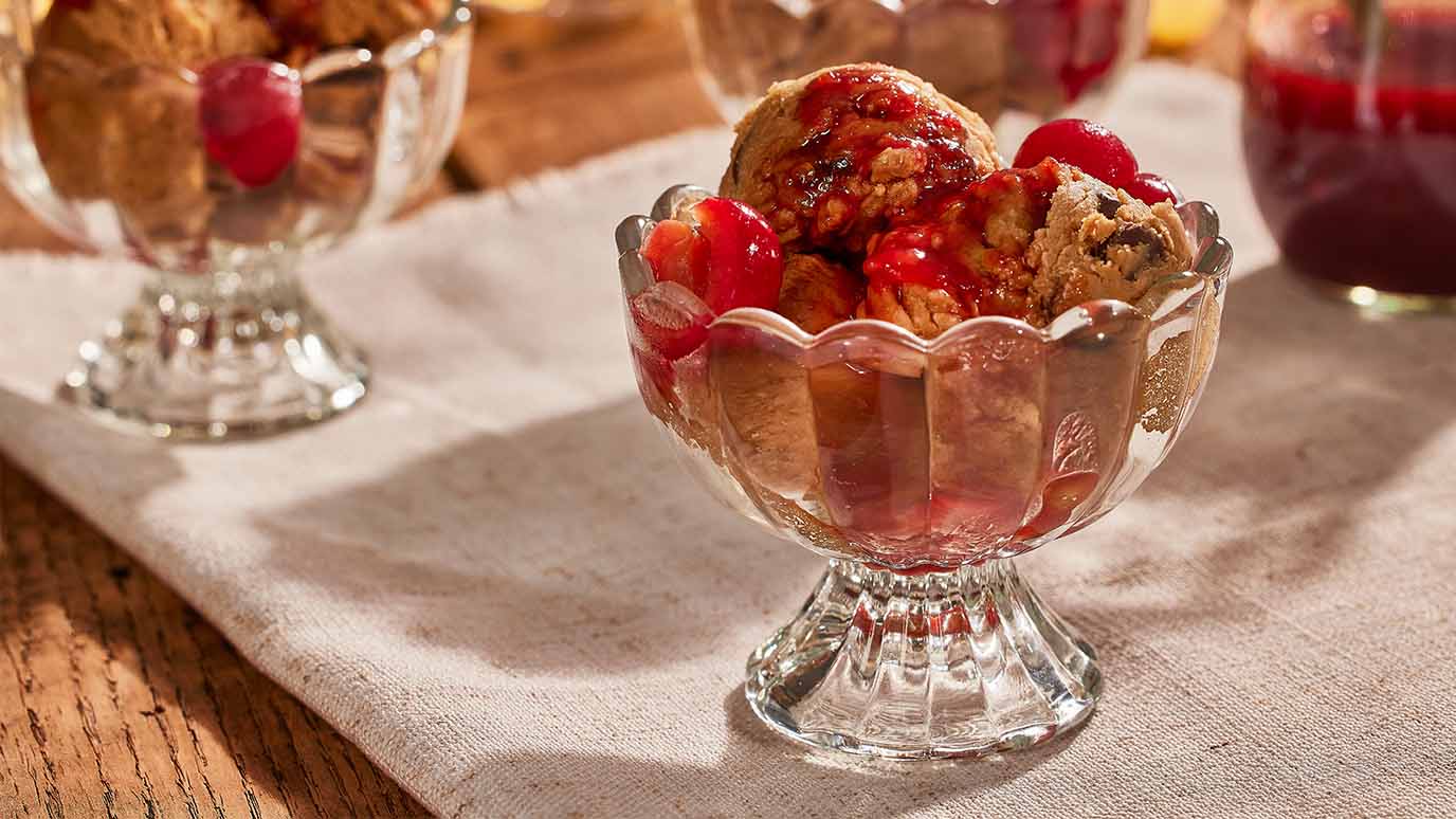 Edible Peanut Butter Cookie Dough with Tart Cherry Topping 