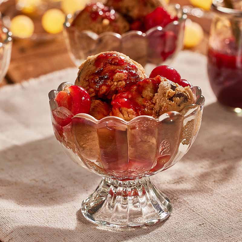 Edible Peanut Butter Cookie Dough with Tart Cherry Topping 