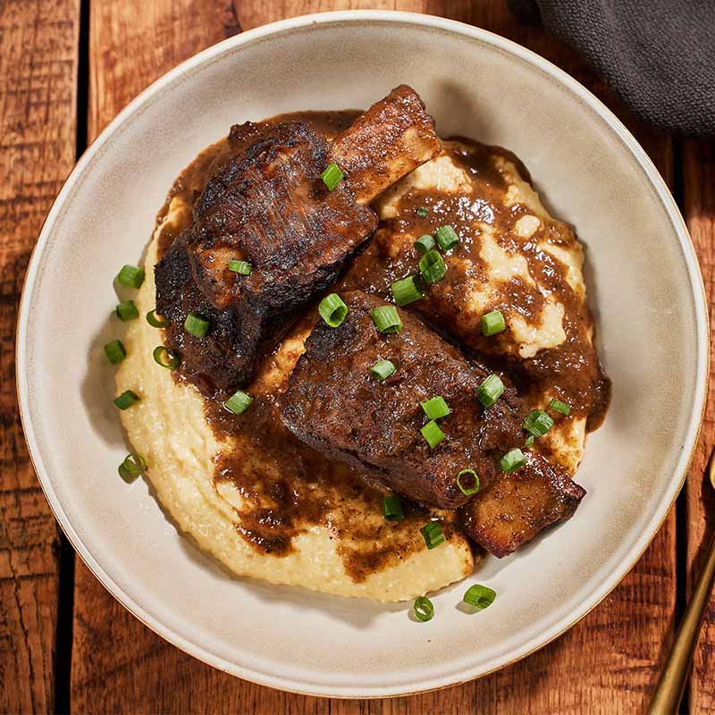 Jerk Braised Short Ribs with Cheesy Grits