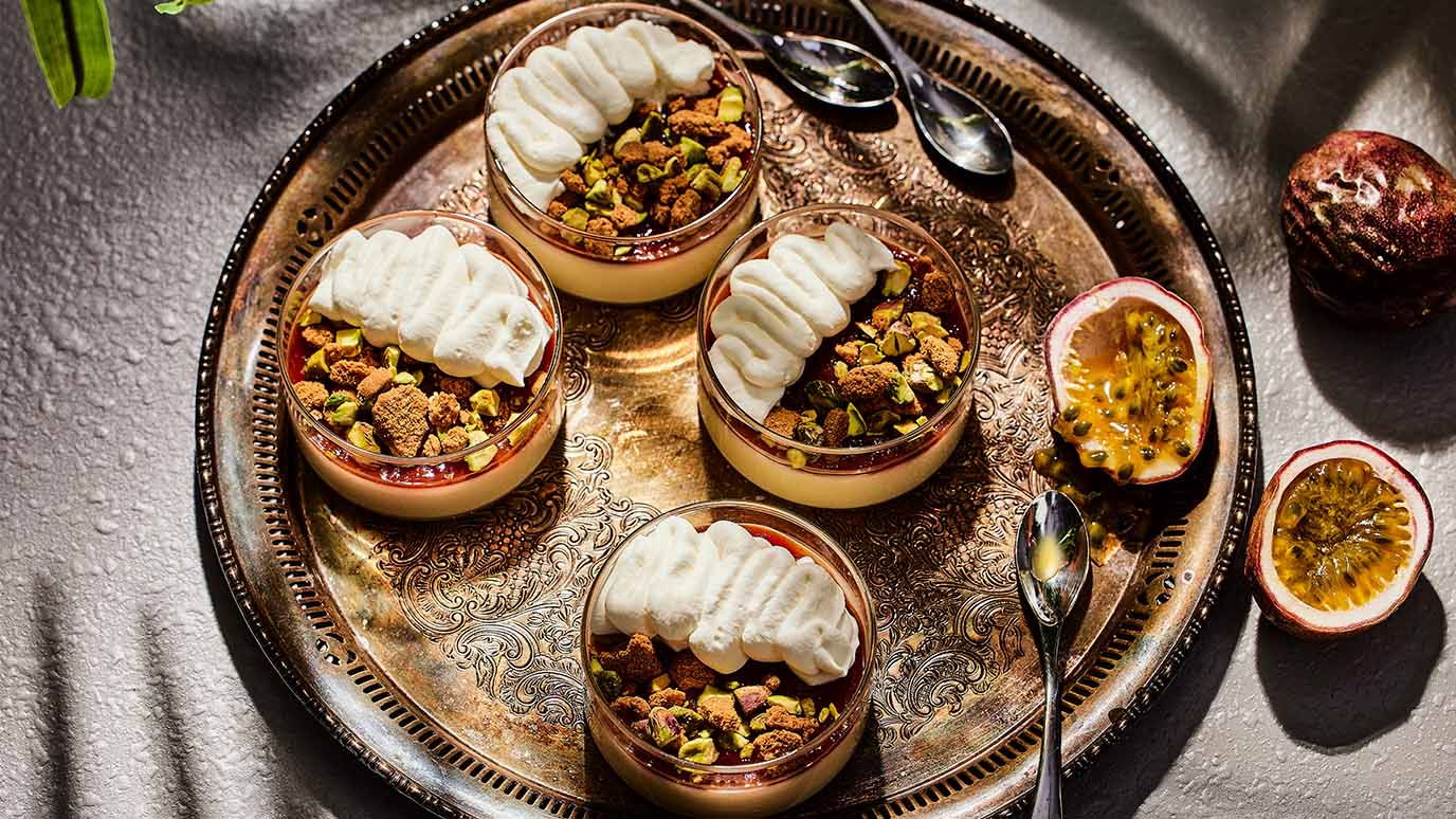 Passion Fruit Posset with Guava Jelly