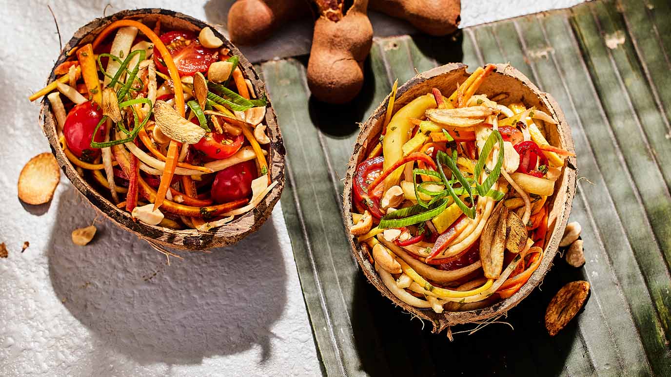 Rainbow Carrot and Green Mango Salad