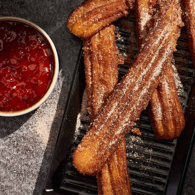Homemade Churros with Pineapple Gochujang Sauce