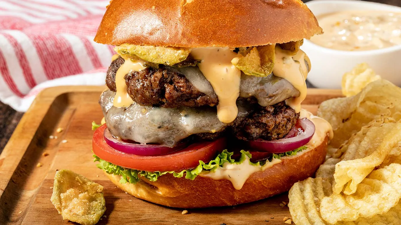 hamburgers double viande aplatie