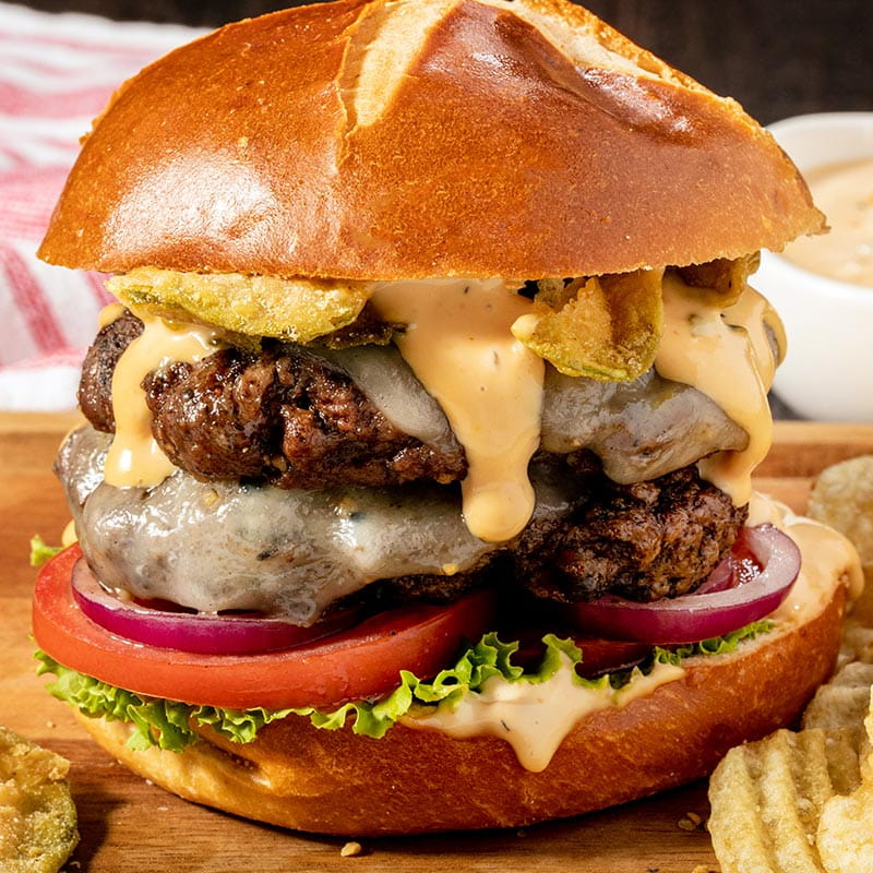 double stacked smashed burgers