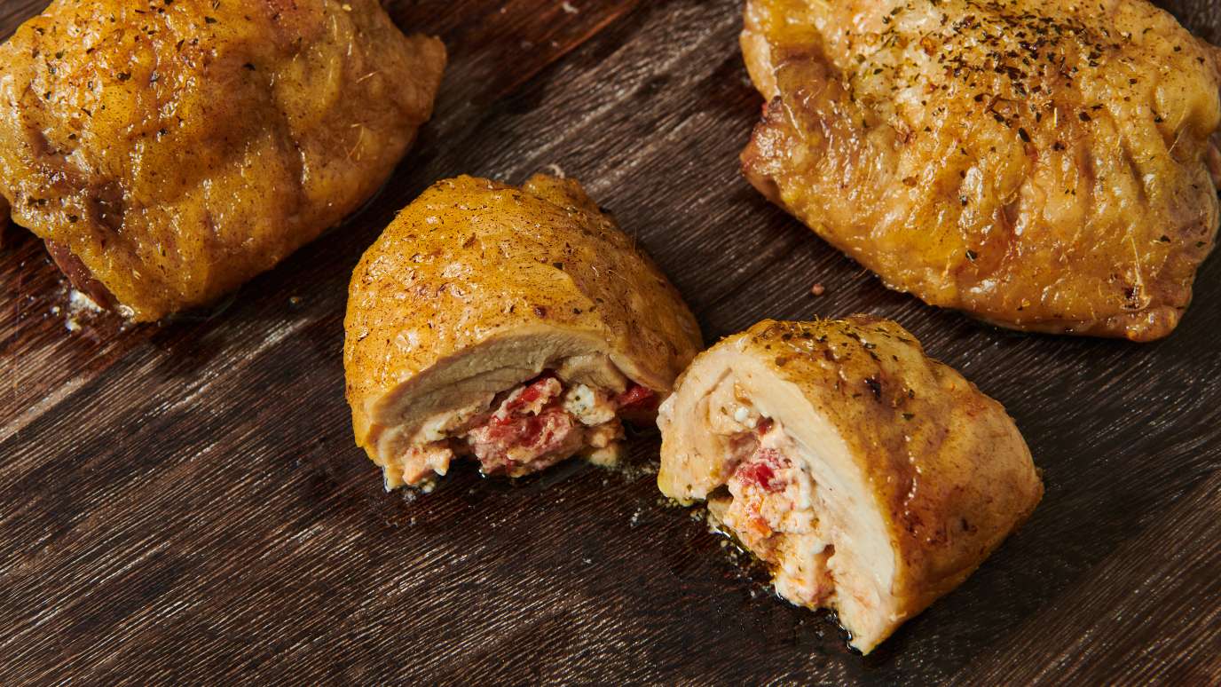 Hauts de cuisse de poulet farcis au chimichurri