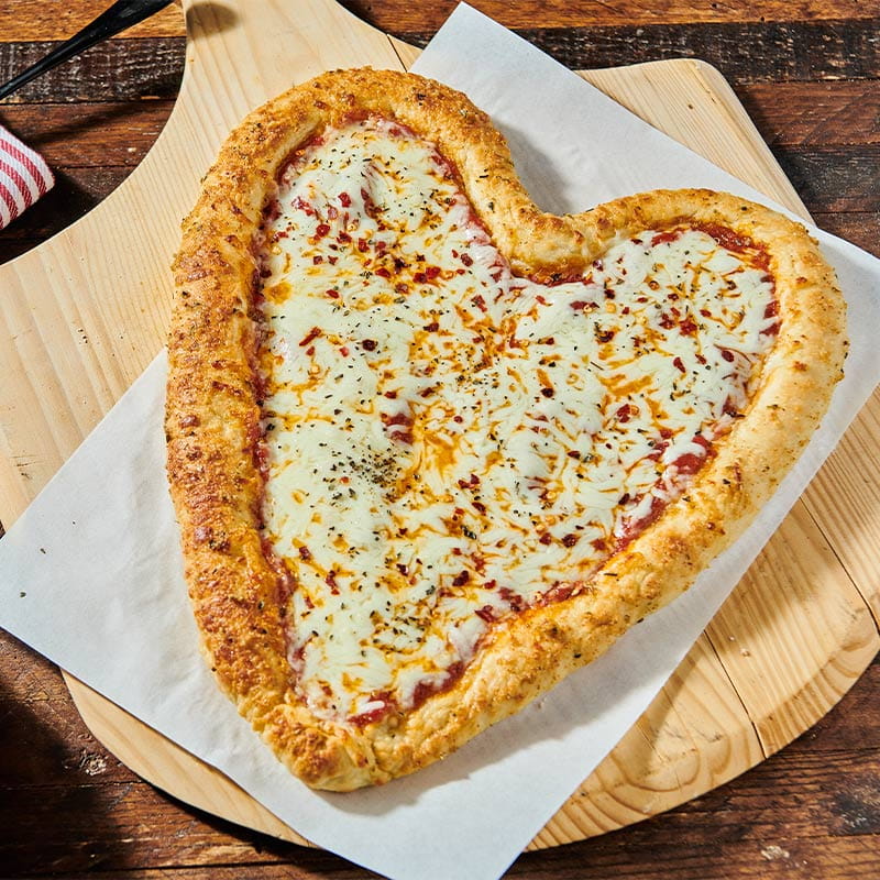 heart-shaped pizza