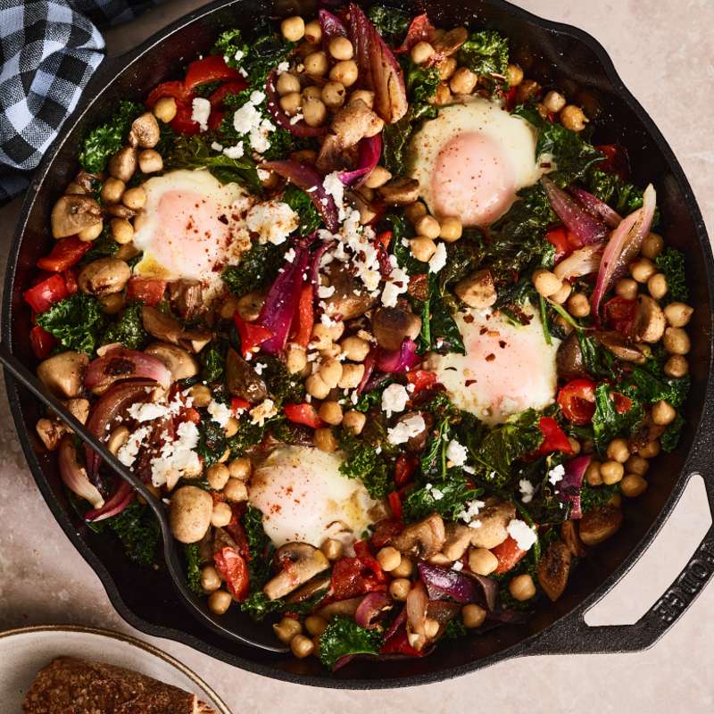 shakshuka with hearty greens
